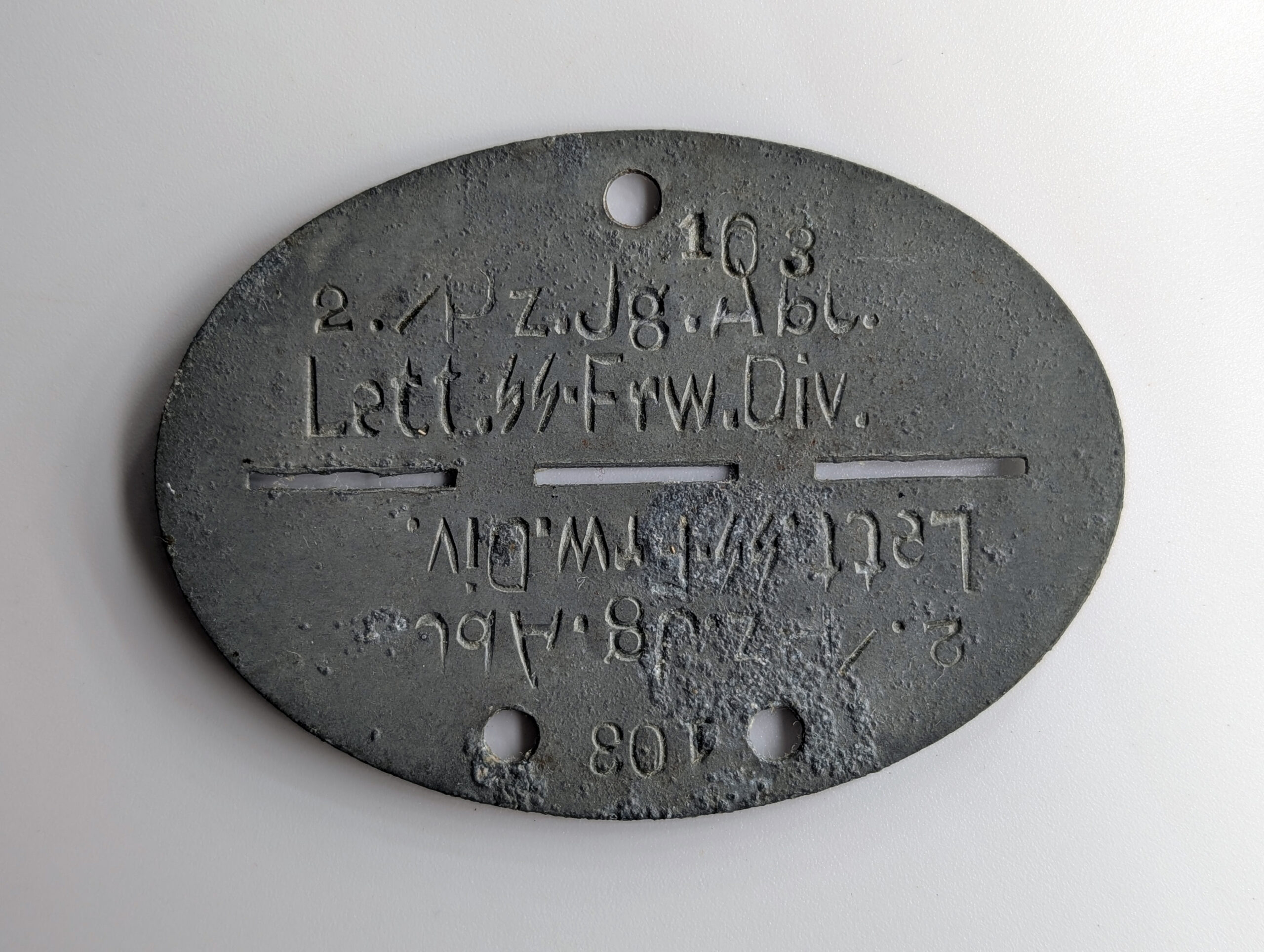 Latvian SS Panzerjäger ID tag - Narwa1944